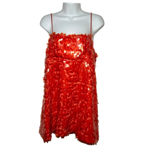 Zara Red Sequin Mini Dress Sparkle Slip Party Cocktail New Years Blogger Fave M - Picture 5 of 16